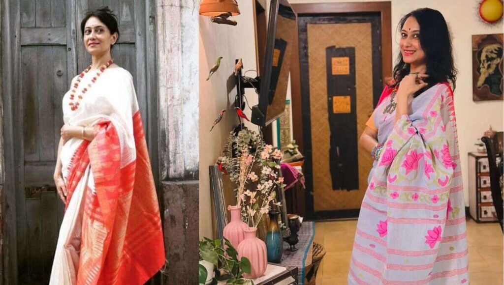 Rupali Barua Posing for photoshoot in saree